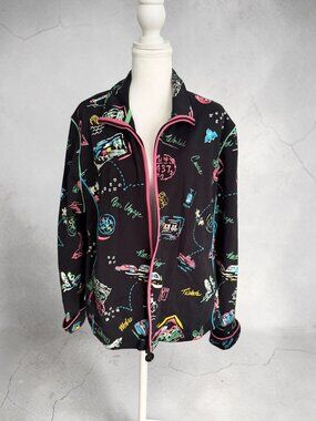 KORET Bon Voyage Cotton Blend Graphic Jacket Size XL